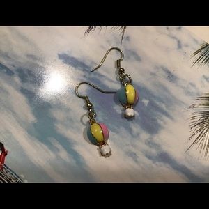 Hot air balloons 3D earrings! Enamel 14k gold new